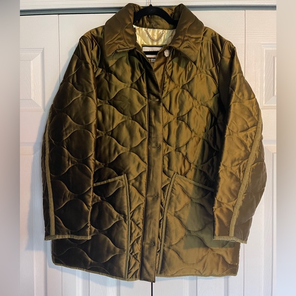 NWT J Crew x Primaloft Quilted Cocoon Jacket heavy satin with removable collar - Picture 7 of 12